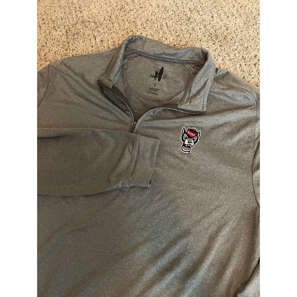 johnnie-O Mens Quarter Zip Pullover Large Gray NC State Wolfpack Performance Top